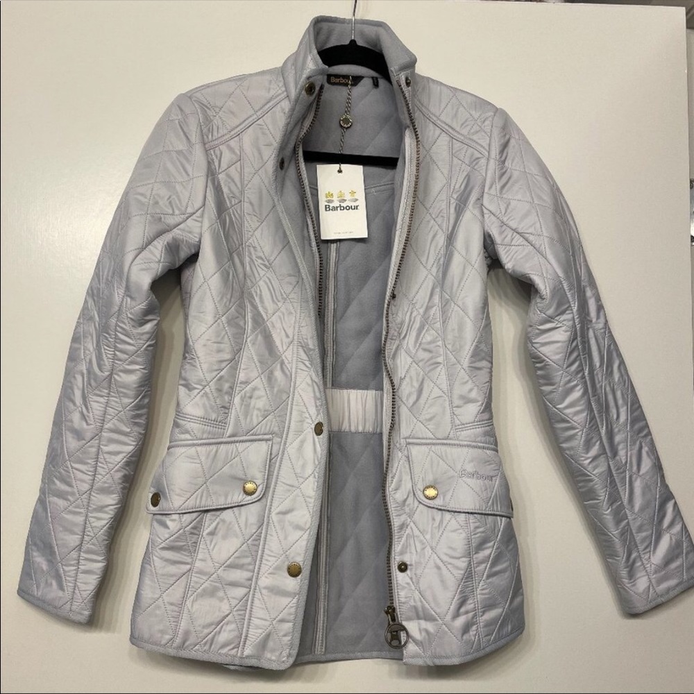 NWT Barbour Calvary polarquilt jacket ice white silver size 2